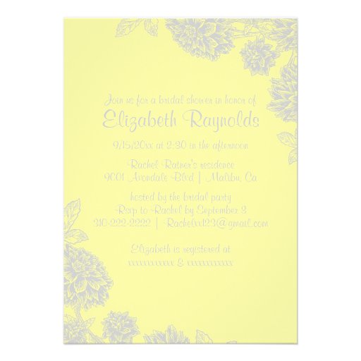 Elegant Yellow Bridal Shower Invitations