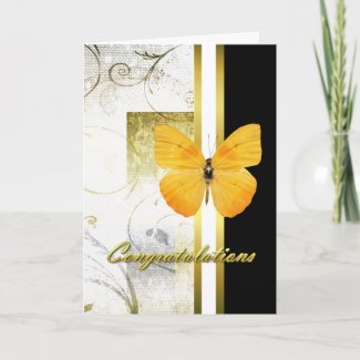 Elegant Yellow Butterfly Graduation Card zazzle_card