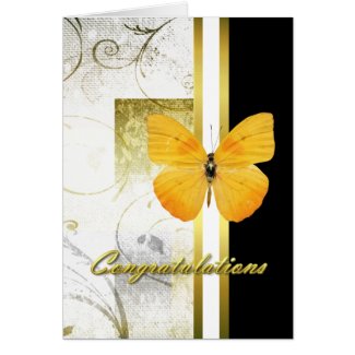 Elegant Yellow Butterfly Graduation Card