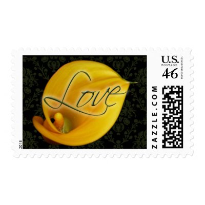 Elegant Yellow Calla Lily Love Medium Postage by twoheartsshoppe