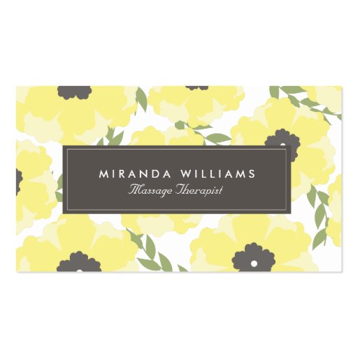 Elegant Yellow Floral Business Cards (front side)