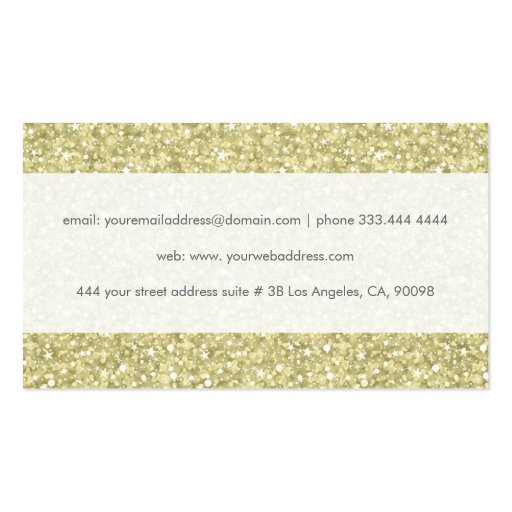 Elegant Yellow Gold Tones Glitter & Sparkles 2 Business Cards (back side)