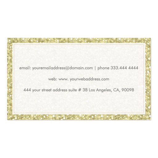 Elegant Yellow Gold Tones Glitter & Sparkles 3 Business Card (back side)