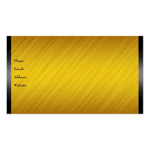 Elegant Yellow Gold with Black Business Card Template (back side)