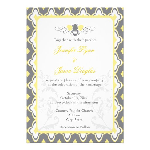 Elegant Yellow & Gray Garden Wedding Invitations