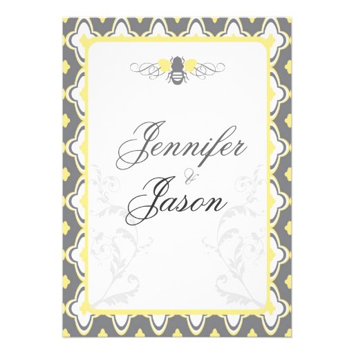 Elegant Yellow & Gray Garden Wedding Invitations