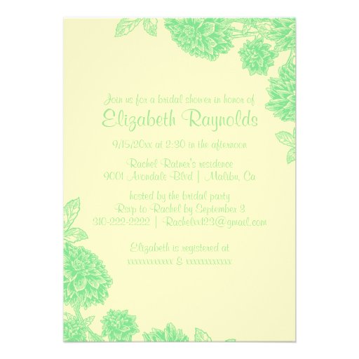 Elegant Yellow & Green Bridal Shower Invitations