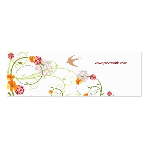 Elegant Yellow Hibiscus Nature Floral Swirls Birds Business Cards (back side)