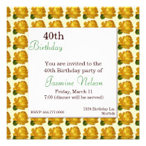 Elegant Yellow Rose Birthday Invitation invitations