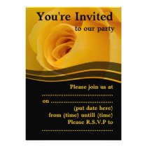 Elegant Yellow Rose Flower Invites