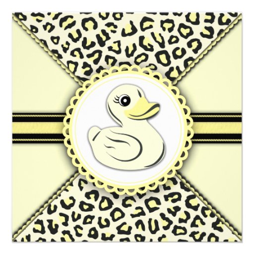Elegant Yellow Rubber Duck Baby Shower Announcements (front side)