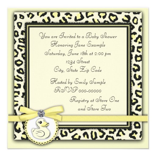 Elegant Yellow Rubber Duck Baby Shower Announcements