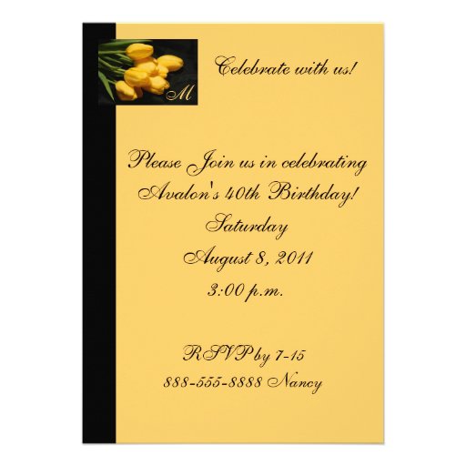 Elegant Yellow Tulip All Occasion Invitation