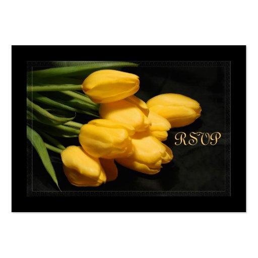 Elegant Yellow Tulip RSVP Wedding Card Business Cards (front side)