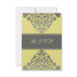 elegant  "yellow wedding RSVP Standard 3.5 x 5 Invites