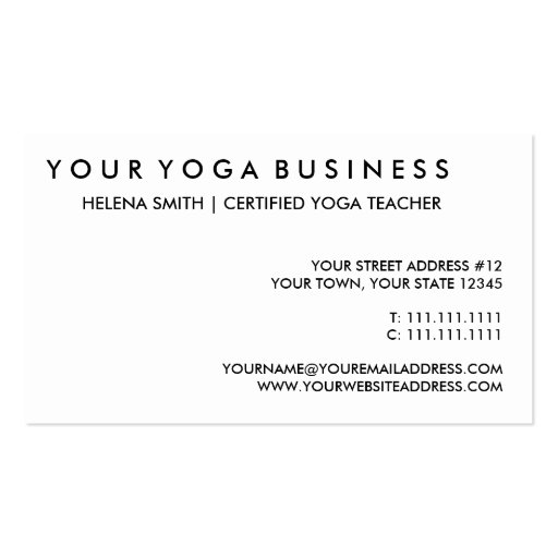 Elegant Yoga Center / Yoga Business / Teacher's Business Card Template (back side)