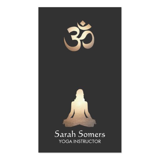 Elegant Yoga Meditation Pose Om Symbol Business Card (front side)