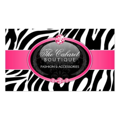 Elegant Zebra Fashion Jewelry Business Cards (front side)