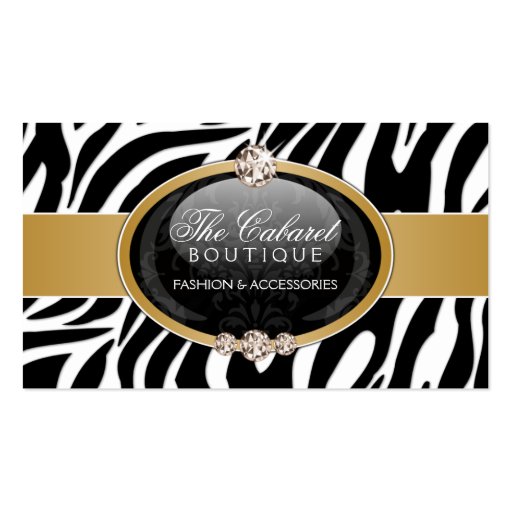 Elegant Zebra Fashion Jewelry Business Cards (front side)
