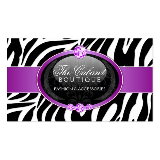 Elegant Zebra Fashion Jewelry Business Cards