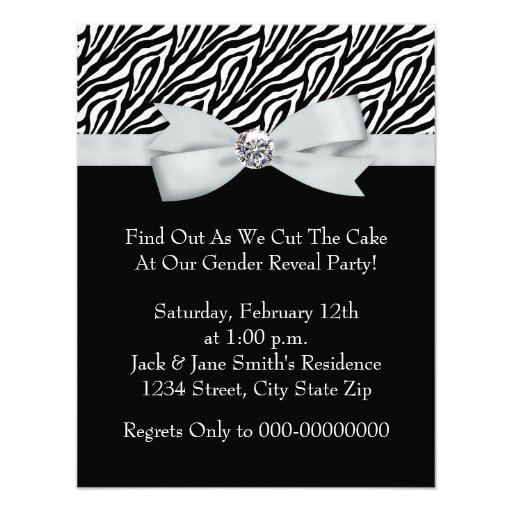 Elegant Zebra Gender Reveal Shower Announcement