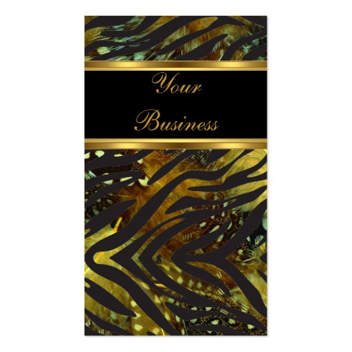 Elegant Zebra Gold Exotic Black Wild 2 Business Card (front side)