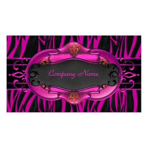Elegant Zebra Hot Pink Black Boutique Card 4 Business Cards
