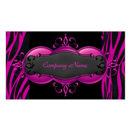 Elegant Zebra Hot Pink Black Boutique Card Business Card