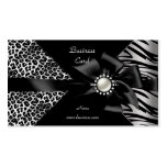 Elegant Zebra Leopard Black Diamond look Business Card Template