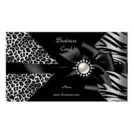 Elegant Zebra Leopard Black Diamond look Business Card Template
