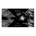 Elegant Zebra Leopard Black Diamond look Business Card Template