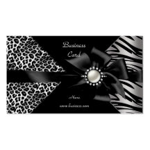 Elegant Zebra Leopard Black Diamond look Business Card Template