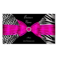 Elegant Zebra Leopard Black Hot pink Business Card