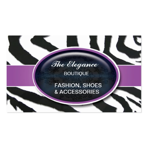 Elegant Zebra Pattern Business Cards (front side)