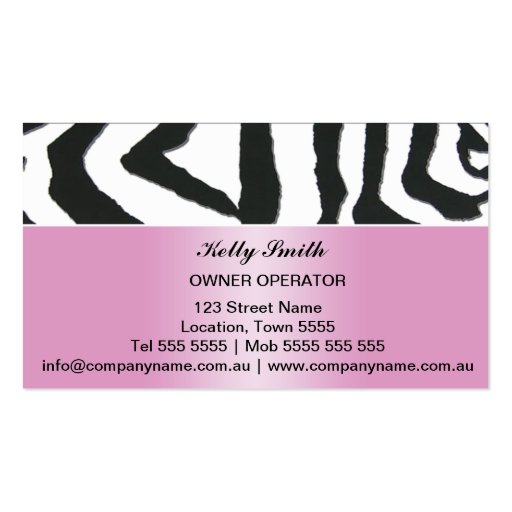 Elegant Zebra Pattern Business Cards (back side)