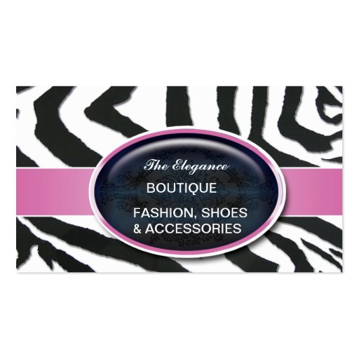Elegant Zebra Pattern Business Cards (front side)