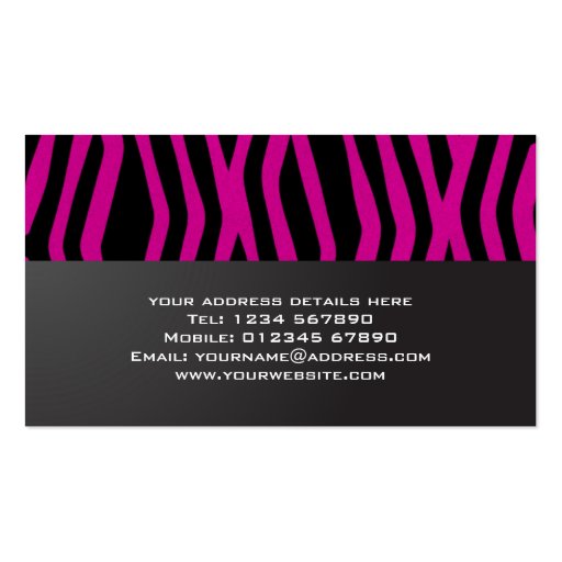Elegant Zebra Print Business Card (back side)