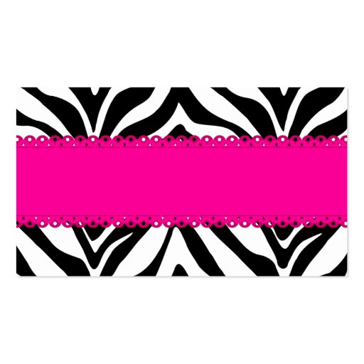 Elegant Zebra Print Custom Pink Place Cards Business Card Template (back side)