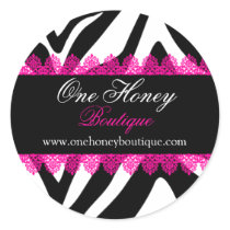Elegant Zebra Print & Pink Lace Stickers