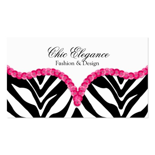 Elegant Zebra Print & Sequin Look Business Cards (front side)