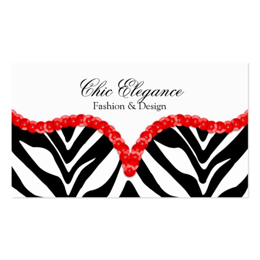 Elegant Zebra Print & Sequins Look Business Cards (front side)