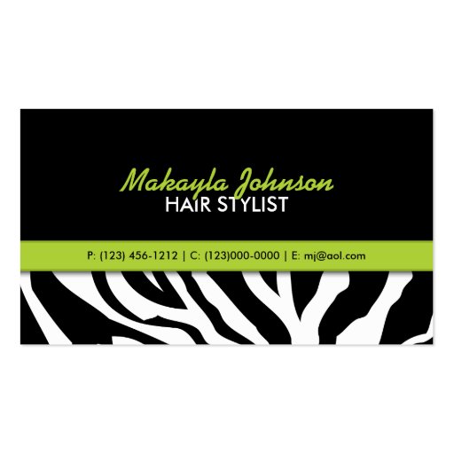 Elegant Zebra stripes Modern & Stylish Business Cards (front side)