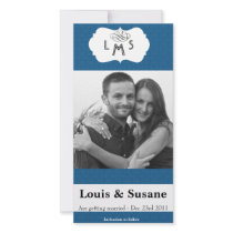 Elegante Blue Damasks photo card