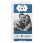 Elegante Blue Damasks photo card