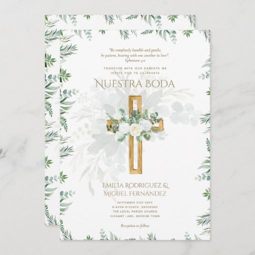 Elegante Invitaci N De Boda Cat Lica Biling E Inv Invitation Zazzle