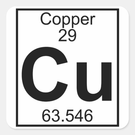 Element 029 Cu Copper (Full) Square Sticker Zazzle
