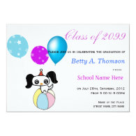 Elementary school graduation, balloons, puppy custom invitation