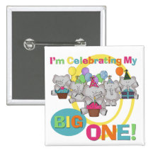 Elephant 1st Birthday T shirts and Gifts Pinback Buttons