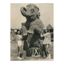 elephant and 2 girls circus posters