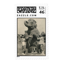 elephant and 2 girls circus stamp by amazingvintage elephant and 2 girls circus stamp